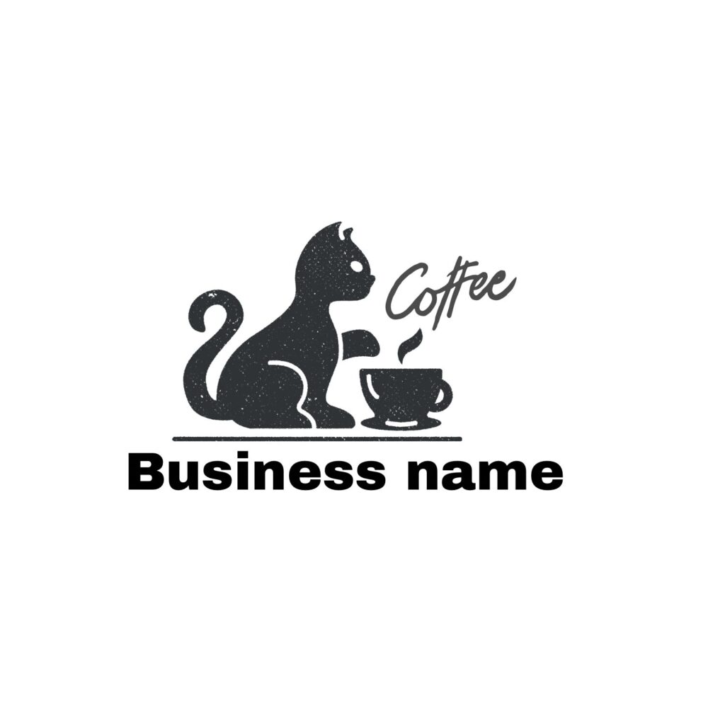A logo of a cat and coffee