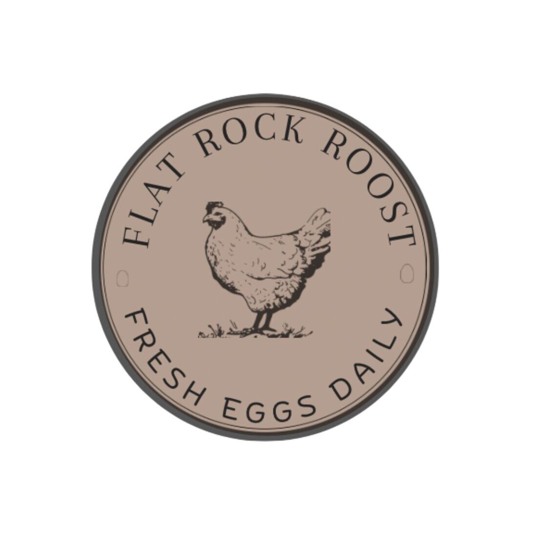 A round logo of a chicken